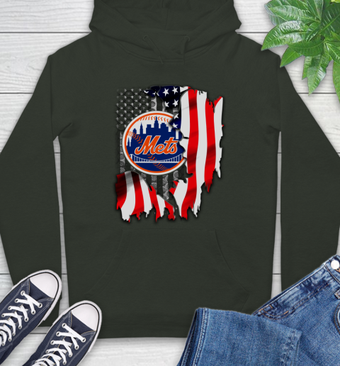 New York Mets MLB Baseball American Flag Hoodie 12