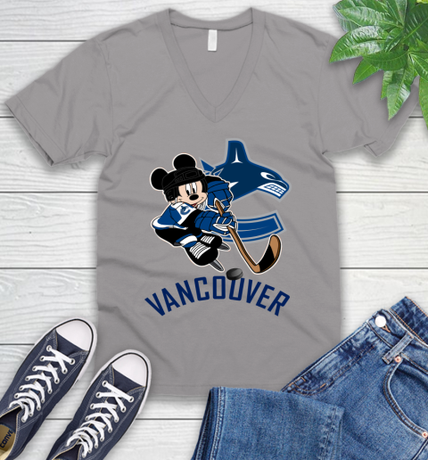 NHL Vancouver Canucks Mickey Mouse Disney Hockey T Shirt V-Neck T-Shirt 4