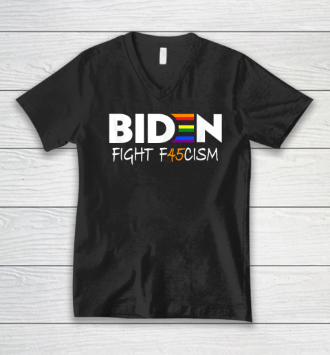 Biden Fight F45cism Shirt Biden Fight Fascism Anti Trump V-Neck T-Shirt