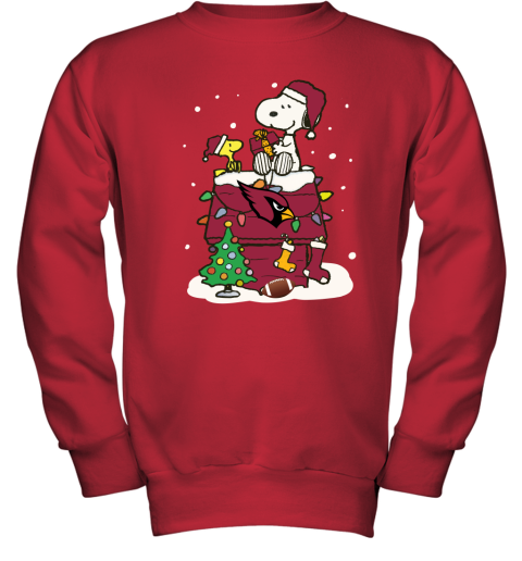 s1y9 a happy christmas with arizona cardinals snoopy youth sweatshirt 47 front red