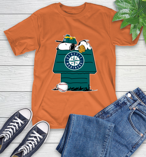 MLB Seattle Mariners Snoopy Woodstock The Peanuts Movie Baseball T Shirt T-Shirt 5