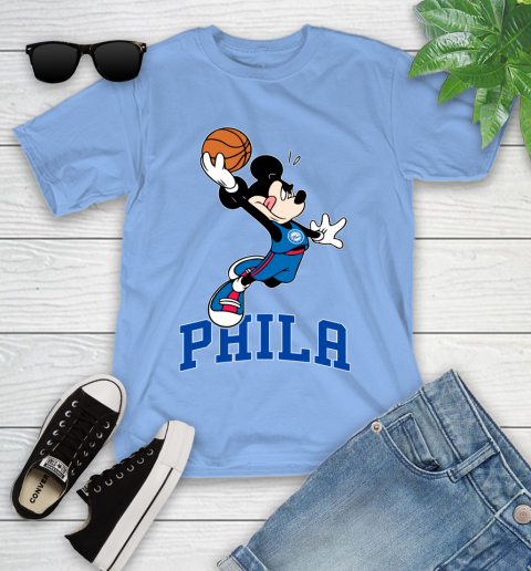 NBA Basketball Philadelphia 76ers Cheerful Mickey Mouse Shirt Youth T-Shirt 11
