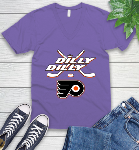 NHL Philadelphia Flyers Dilly Dilly Hockey Sports V-Neck T-Shirt 10