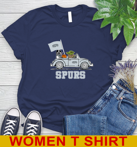NBA Basketball San Antonio Spurs Darth Vader Baby Yoda Driving Star Wars Shirt Women's T-Shirt 12