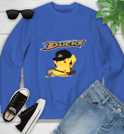 NHL Pikachu Hockey Sports Anaheim Ducks Youth Sweatshirt 8