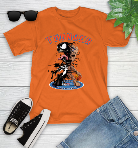NBA Oklahoma City Thunder Basketball Venom Groot Guardians Of The Galaxy Youth T-Shirt 7