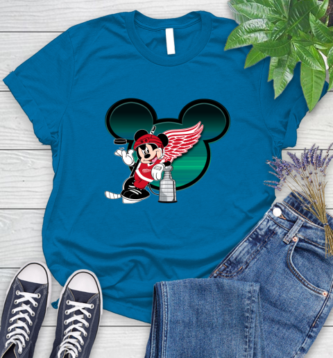NHL Detroit Red Wings Stanley Cup Mickey Mouse Disney Hockey T Shirt Women's T-Shirt 7