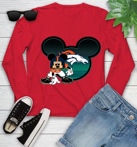 NFL Denver Broncos Mickey Mouse Disney Football T Shirt Youth Long Sleeve 11