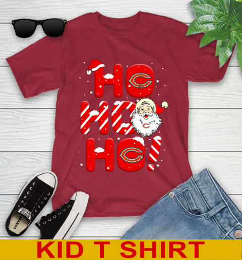 Chicago Bears NFL Football Ho Ho Ho Santa Claus Merry Christmas Shirt Youth T-Shirt 12