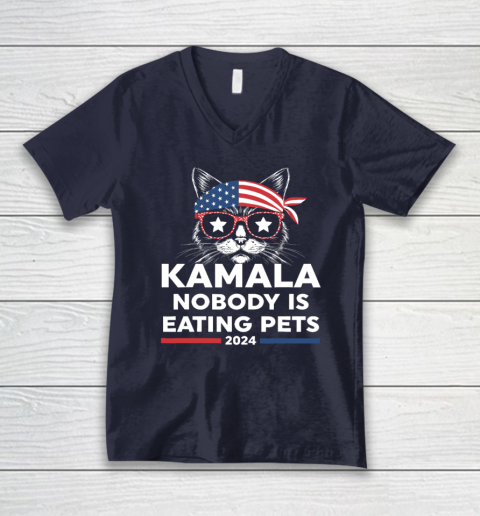 Harris Walz 2024  Nobody Is Eating Pets V-Neck T-Shirt 2