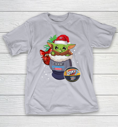 Oklahoma City Thunder Christmas Baby Yoda Star Wars Funny Happy NBA T-Shirt 7