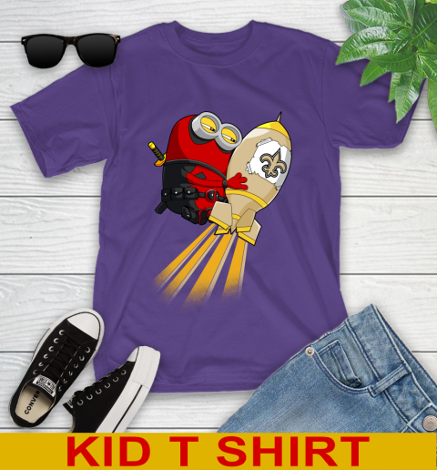 NFL Football New Orleans Saints Deadpool Minion Marvel Shirt Youth T-Shirt 3