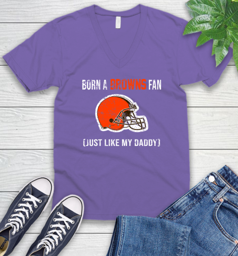NFL Cleveland Browns Football Loyal Fan Just Like My Daddy Shirt V-Neck T-Shirt 8