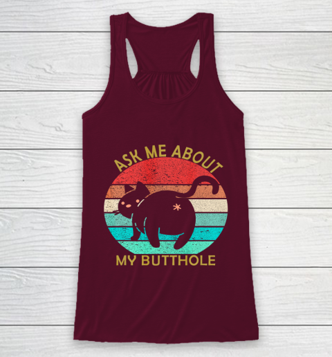 Funny Cat Kitten Tee Ask me about my BUTTHOLE Racerback Tank 2