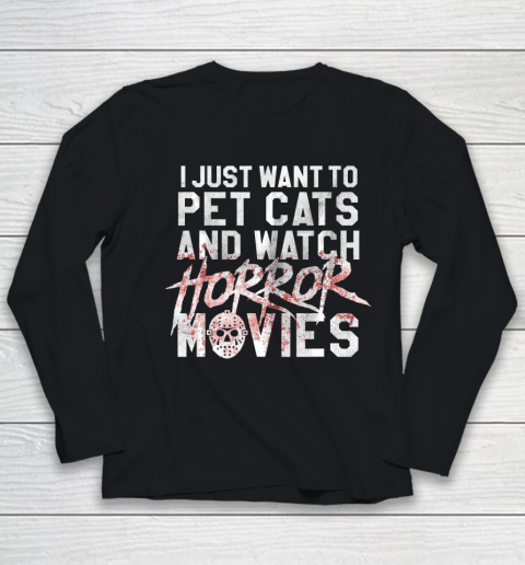 Funny Horror Movie Fan  Halloween Cat Lover Gift T Shirt.MLSXT9UECM Youth Long Sleeve