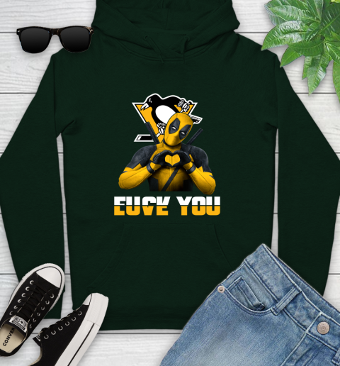 NHL Pittsburgh Penguins Deadpool Love You Fuck You Hockey Sports Youth Hoodie 14