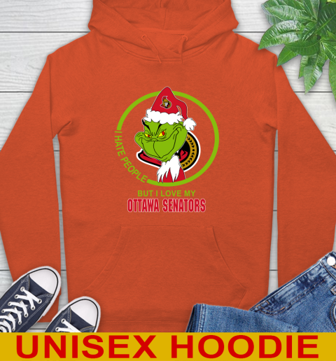 Ottawa Senators NHL Christmas Grinch I Hate People But I Love My Favorite Hockey Team Hoodie 5