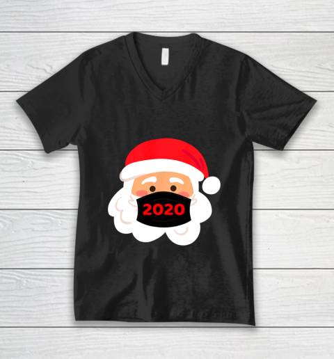 Santa Wearing Mask Quarantine Christmas 2020 V-Neck T-Shirt