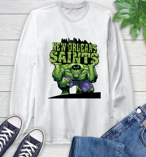 New Orleans Saints NFL Football Incredible Hulk Marvel Avengers Sports Long Sleeve T-Shirt