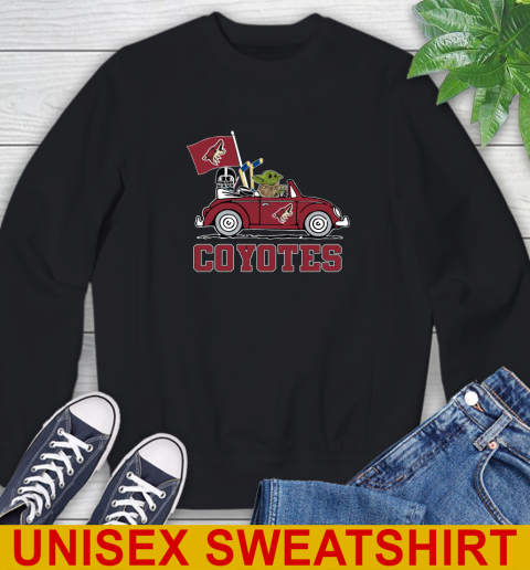 NHL Hockey Arizona Coyotes Darth Vader Baby Yoda Driving Star Wars Shirt Sweatshirt 2