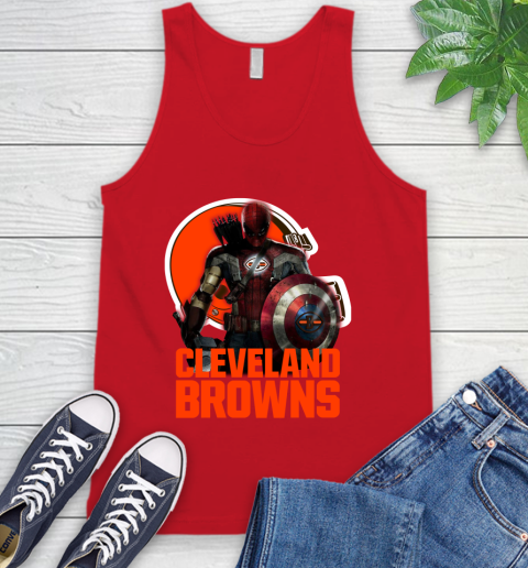 NFL Captain America Thor Spider Man Hawkeye Avengers Endgame Football Cleveland Browns Tank Top 6