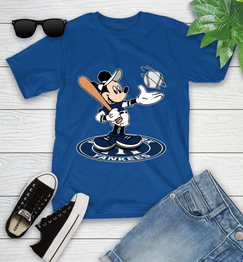MLB Baseball New York Yankees Cheerful Mickey Disney Shirt Youth T-Shirt 9
