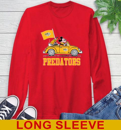 NHL Hockey Nashville Predators Pluto Mickey Driving Disney Shirt Long Sleeve T-Shirt 10