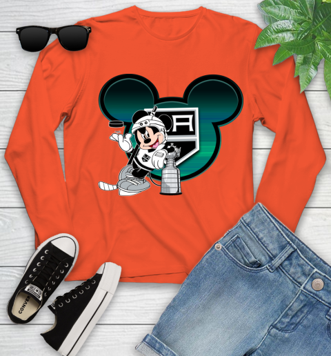 NHL Los Angeles Kings Stanley Cup Mickey Mouse Disney Hockey T Shirt Youth Long Sleeve 4