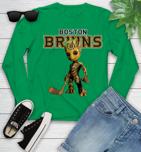Boston Bruins NHL Hockey Groot Marvel Guardians Of The Galaxy Youth Long Sleeve 6