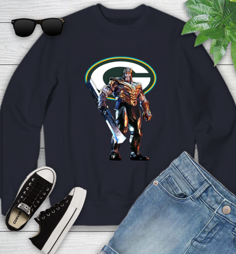 NFL Thanos Gauntlet Avengers Endgame Football Green Bay Packers Youth Sweatshirt 3