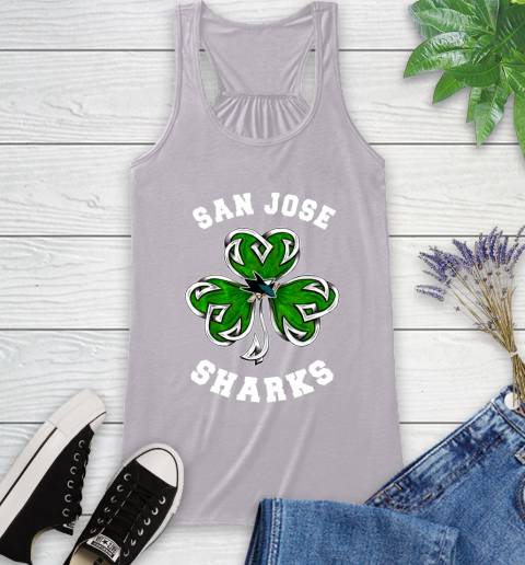NHL San Jose Sharks Three Leaf Clover St Patrick's Day Hockey Sports Racerback Tank - Image 5