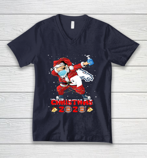 Denver Broncos Funny Santa Claus Dabbing Christmas 2020 NFL V-Neck T-Shirt 2