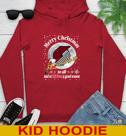 Portland Trail Blazers Merry Christmas To All And To Trail Blazers A Good Season NBA Basketball Sports Youth Hoodie 11