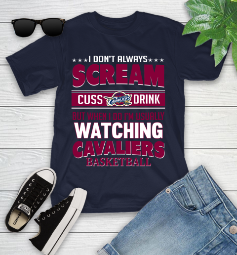 Cleveland Cavaliers NBA Basketball I Scream Cuss Drink When I'm Watching My Team Youth T-Shirt 2