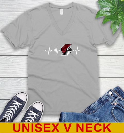 Portland Trail Blazers NBA Basketball Heart Beat Shirt V-Neck T-Shirt 3
