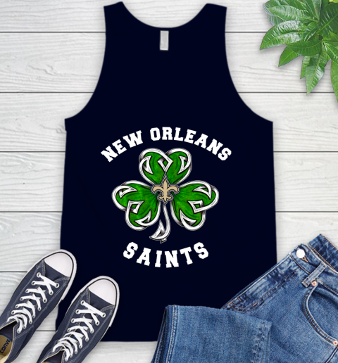 NFL New Orleans Saints Three Leaf Clover St Patrick's Day Football Sports Tank Top 2
