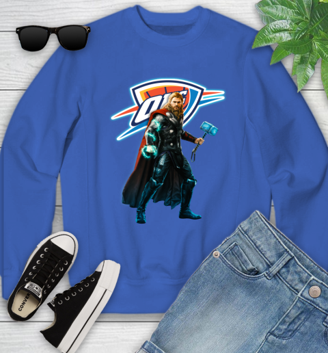 NBA Thor Avengers Endgame Basketball Oklahoma City Thunder Youth Sweatshirt 8