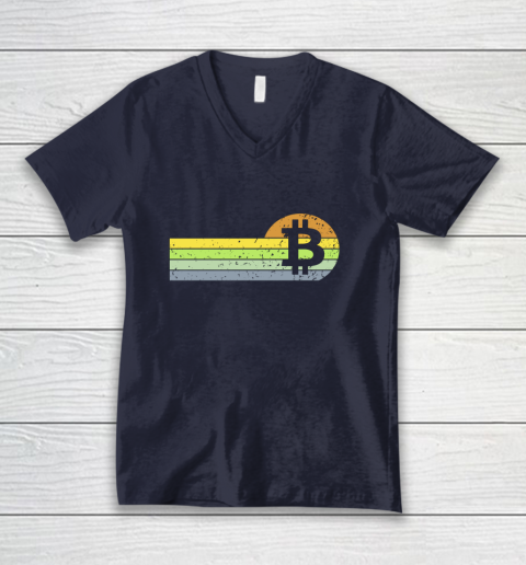 Bitcoin BTC Vintage Sunset Crypto Cryptocurrency Blockchain V-Neck T-Shirt 2