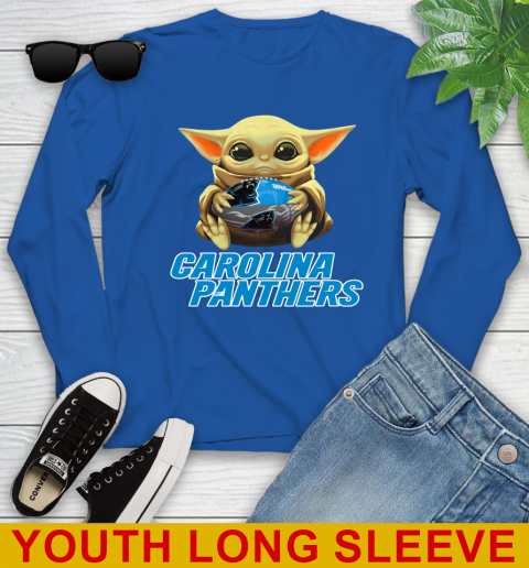 NFL Football Carolina Panthers Baby Yoda Star Wars Shirt Youth Long Sleeve 10