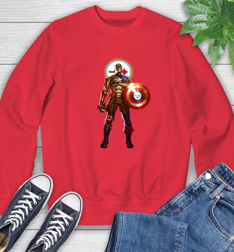 NFL Captain America Marvel Avengers Endgame Football Sports Pittsburgh Steelers Sweatshirt 10