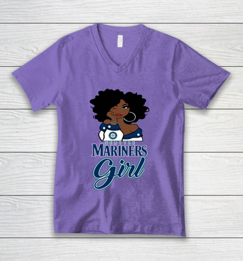 Seattle Marinerss Girl MLB V-Neck T-Shirt 9