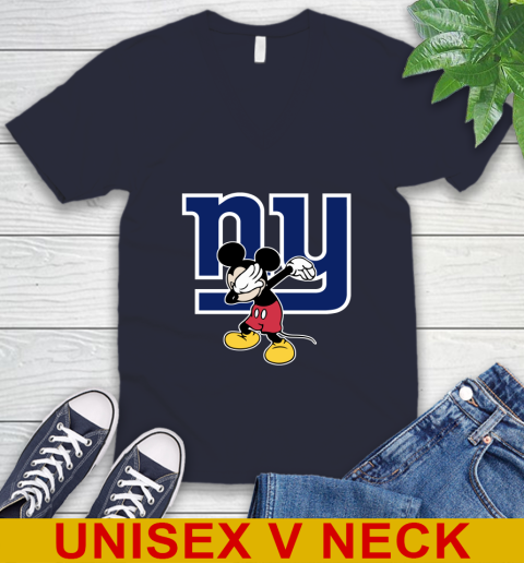 New York Giants NFL Football Dabbing Mickey Disney Sports V-Neck T-Shirt 3