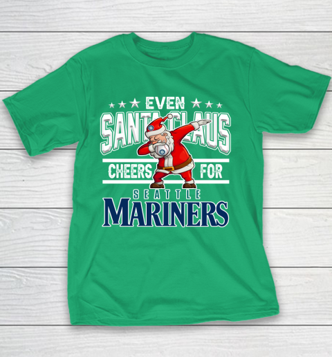 EveSeattle Mariners Even Santa Claus Cheers For Christmas MLB Youth T-Shirt 3