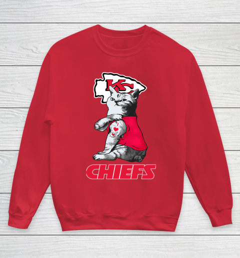 NFL Football My Cat Loves Kansas City Chiefs Youth Sweatshirt 7