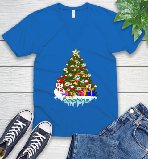 Miami Dolphins Merry Christmas NFL Football Sports V-Neck T-Shirt 6