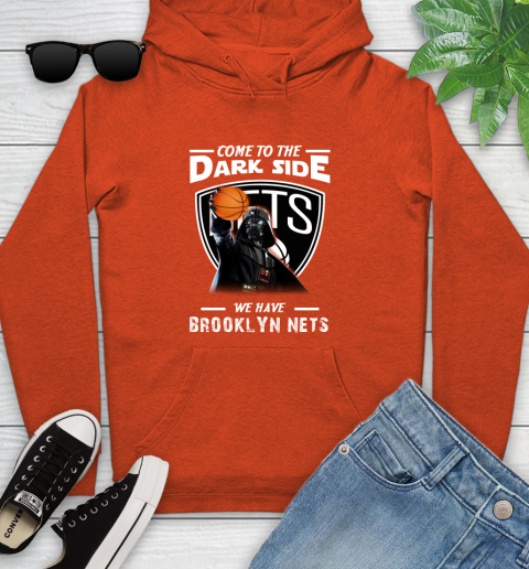 NBA Come To The Dark Side We Have Brooklyn Nets Star Wars Darth Vader Basketball Youth Hoodie 4