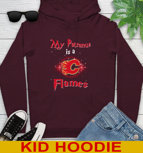 NHL Hockey Harry Potter My Patronus Is A Calgary Flames Youth Hoodie 7