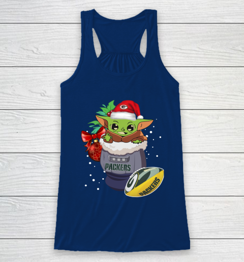 Green Bay Packers Christmas Baby Yoda Star Wars Funny Happy NFL Racerback Tank 7