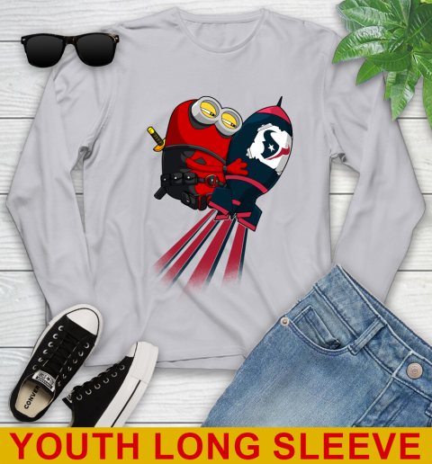 NFL Football Houston Texans Deadpool Minion Marvel Shirt Youth Long Sleeve 5