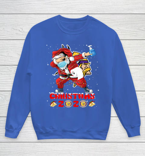 Minnesota Vikings Funny Santa Claus Dabbing Christmas 2020 NFL Youth Sweatshirt 6